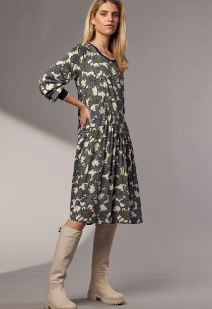 MS1212H – Hempster Dress, Olive Multi. $299.90. - Simply Wonderful Clothes