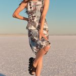 S64357 - Sleeveless Dress, Beige Multi. $349.