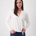 808177 - Round Neck Jersey Blouse, Off White. $299.