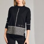 W24166 - Herringbone Trim Knit, Black/Ecru. $299.