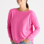 Button Boat Neck - Bubblegum