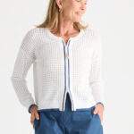 Pointelle Zip Cardi - White